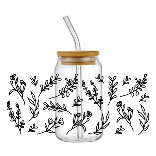 Wild White Flower Glass Tumbler