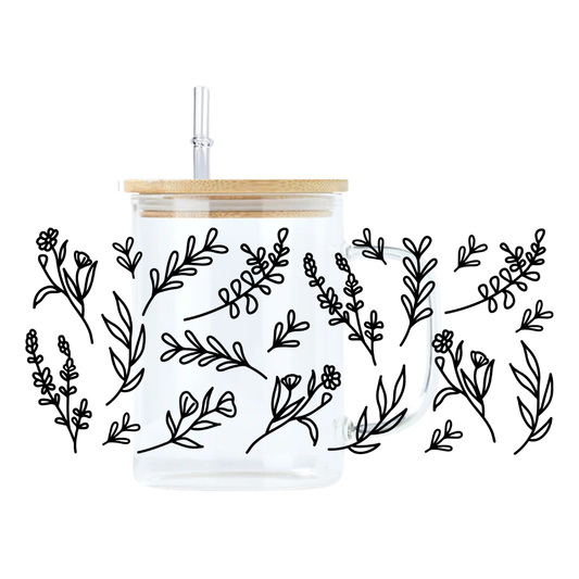 Wild White Flower Glass Mug