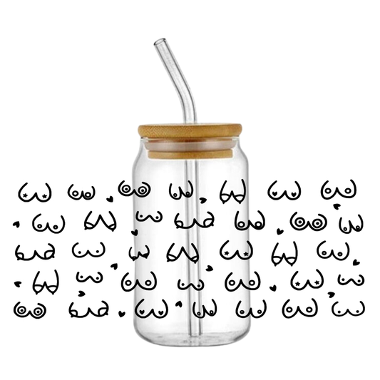White Boobies Glass Tumbler
