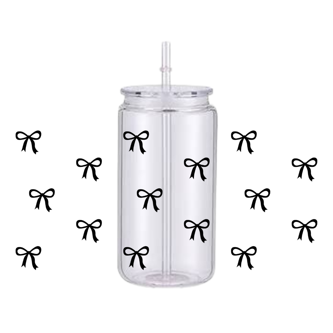 Mini White Bows Plastic Tumbler