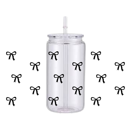 Mini White Bows Plastic Tumbler