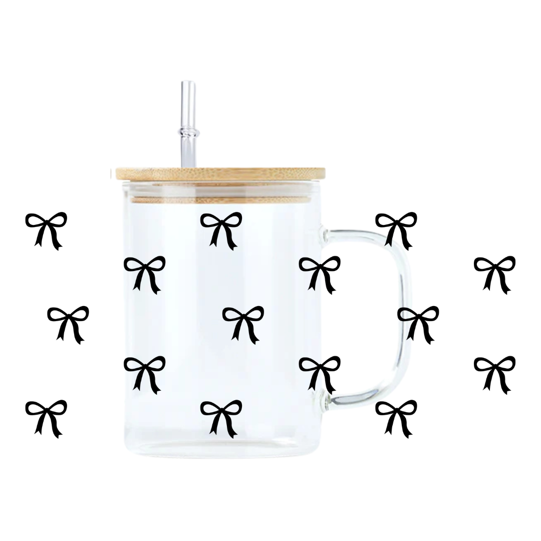 Mini White Bows Glass Mug