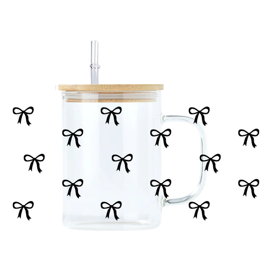 Mini White Bows Glass Mug