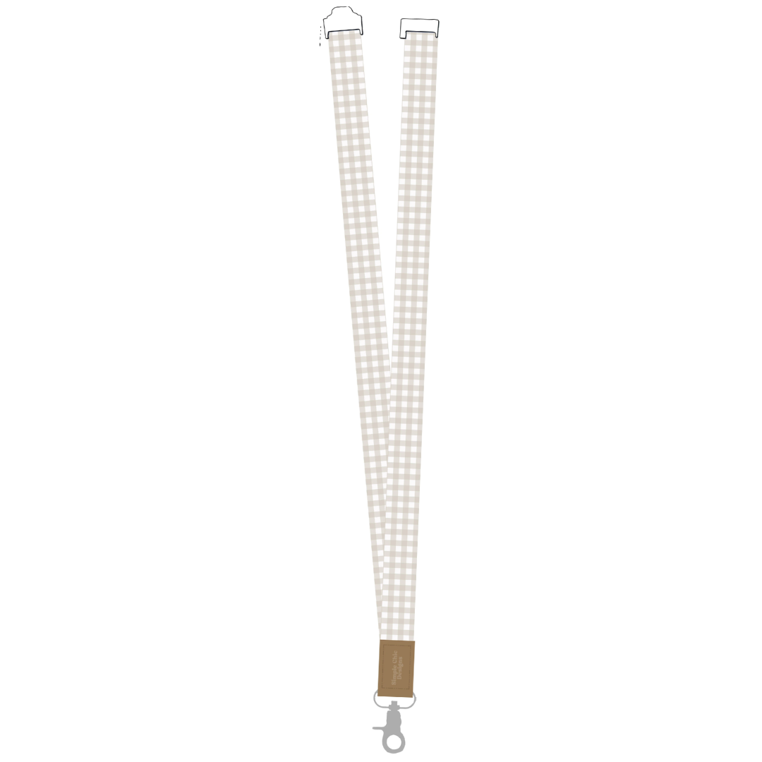 Beige Gingham Lanyard