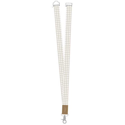 Beige Gingham Lanyard