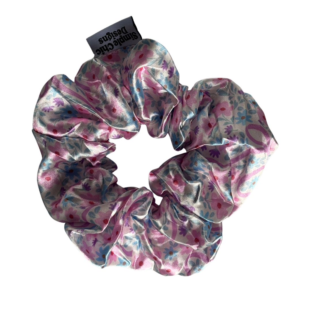 Purple Flower Bows Scrunchie