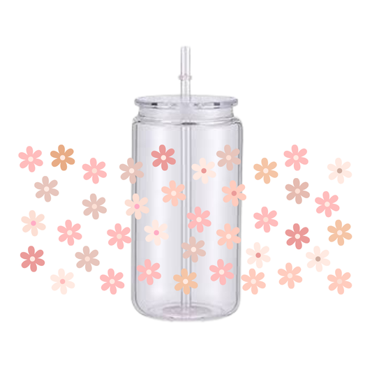 Pastel Pink Daisy Plastic Tumbler