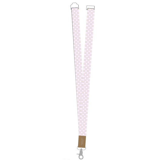 Purple Flower Checkered Lanyard