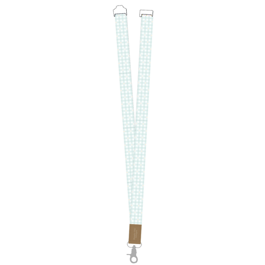 Aqua Flower Gingham Lanyard
