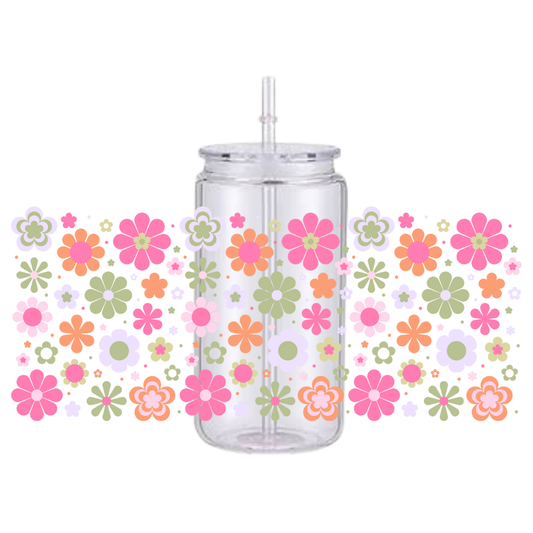 Retro Floral Plastic Tumbler