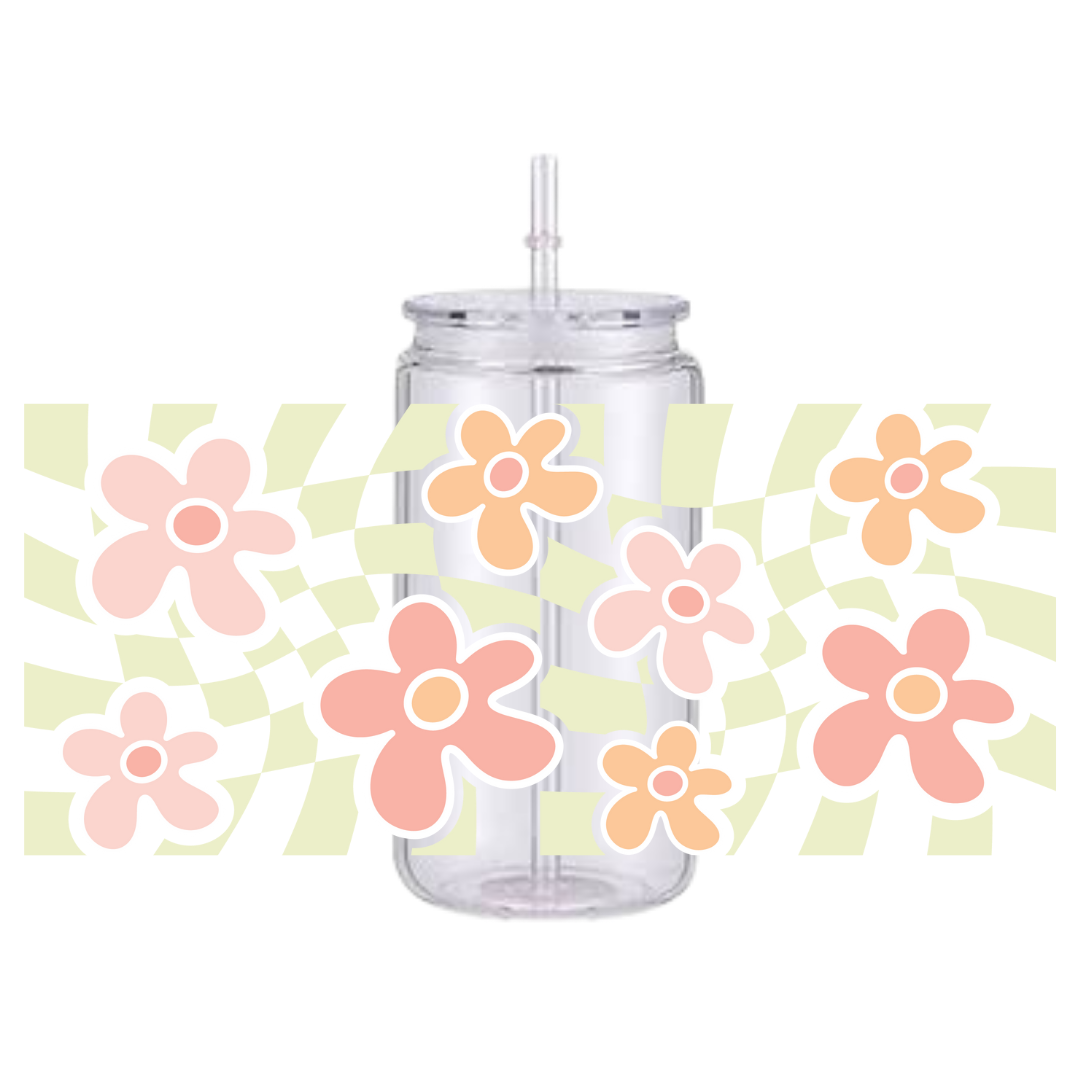 Pastel Checkered Plastic Tumbler