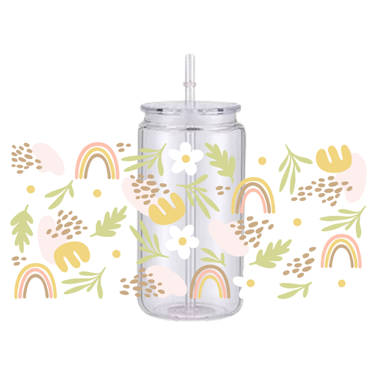 Boho Flower Plastic Tumbler