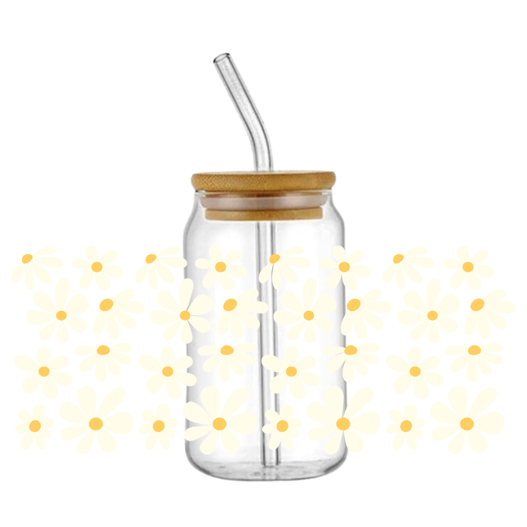 Retro Flowers Glass Tumbler