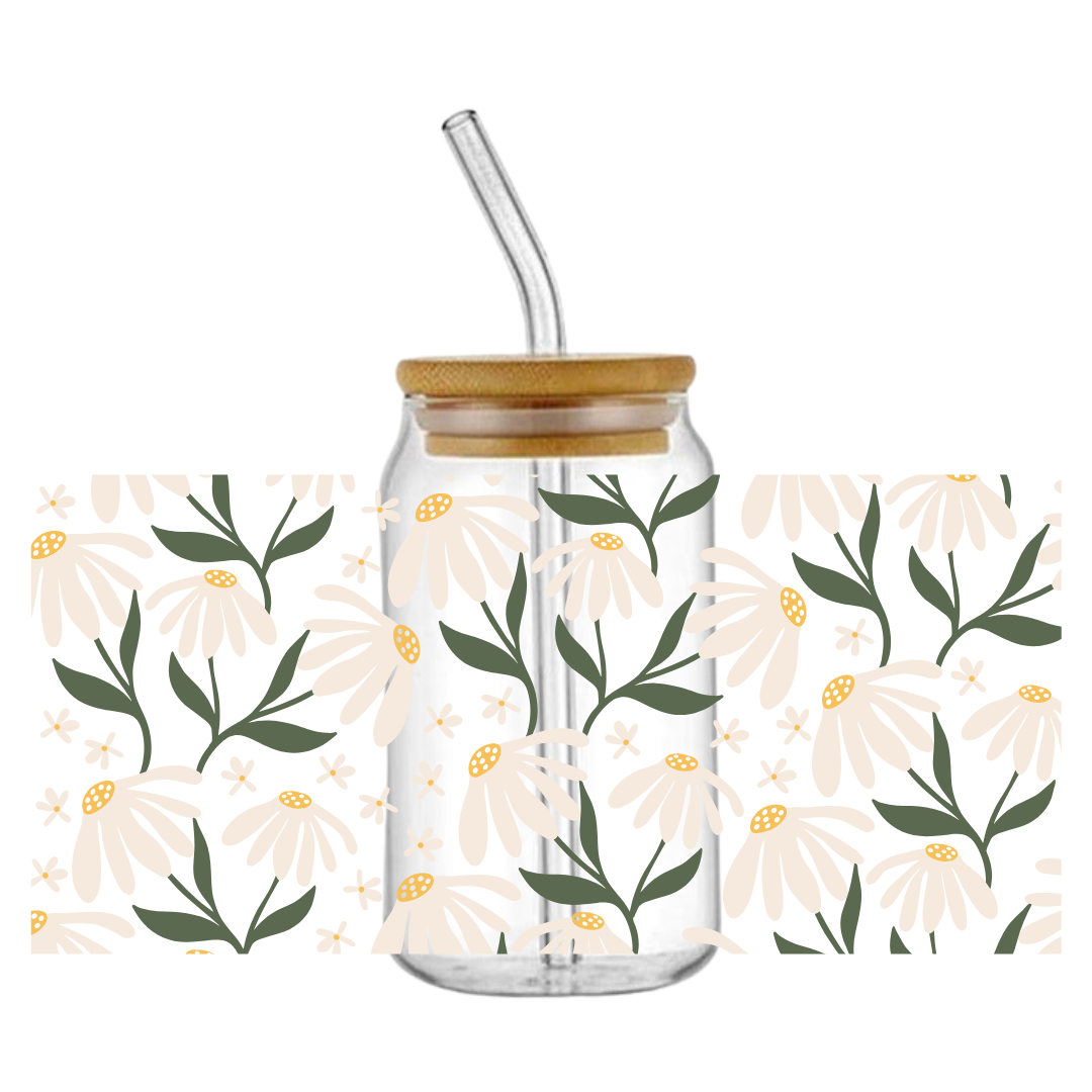 Botanical Daisy Lover Glass Tumbler