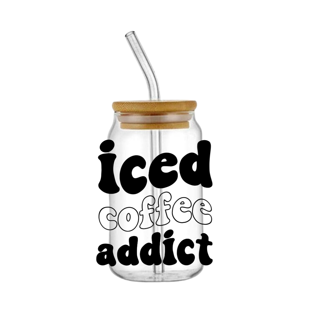 Iced Coffee Addict Glass Tumbler