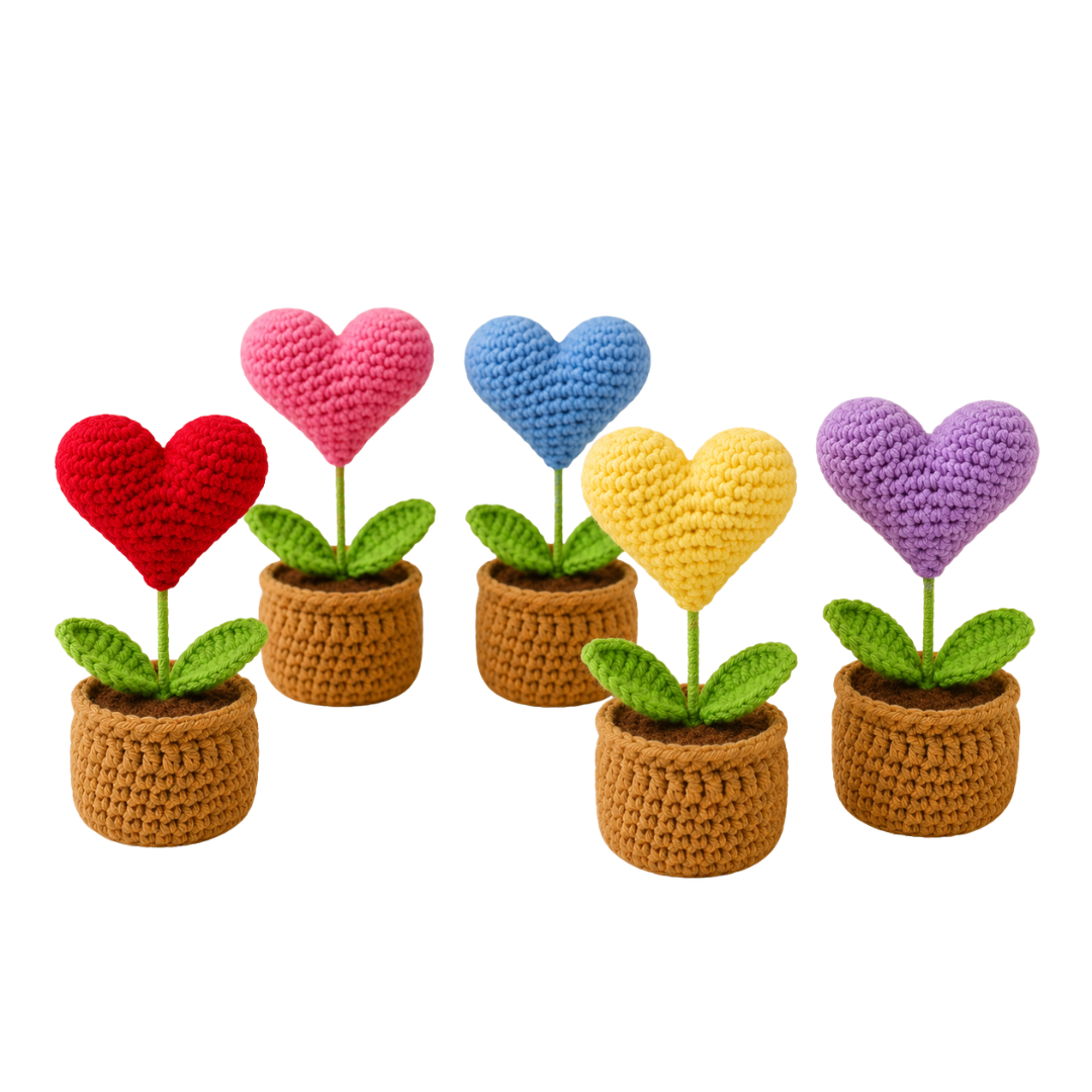 Heart Mini Crochet Flower