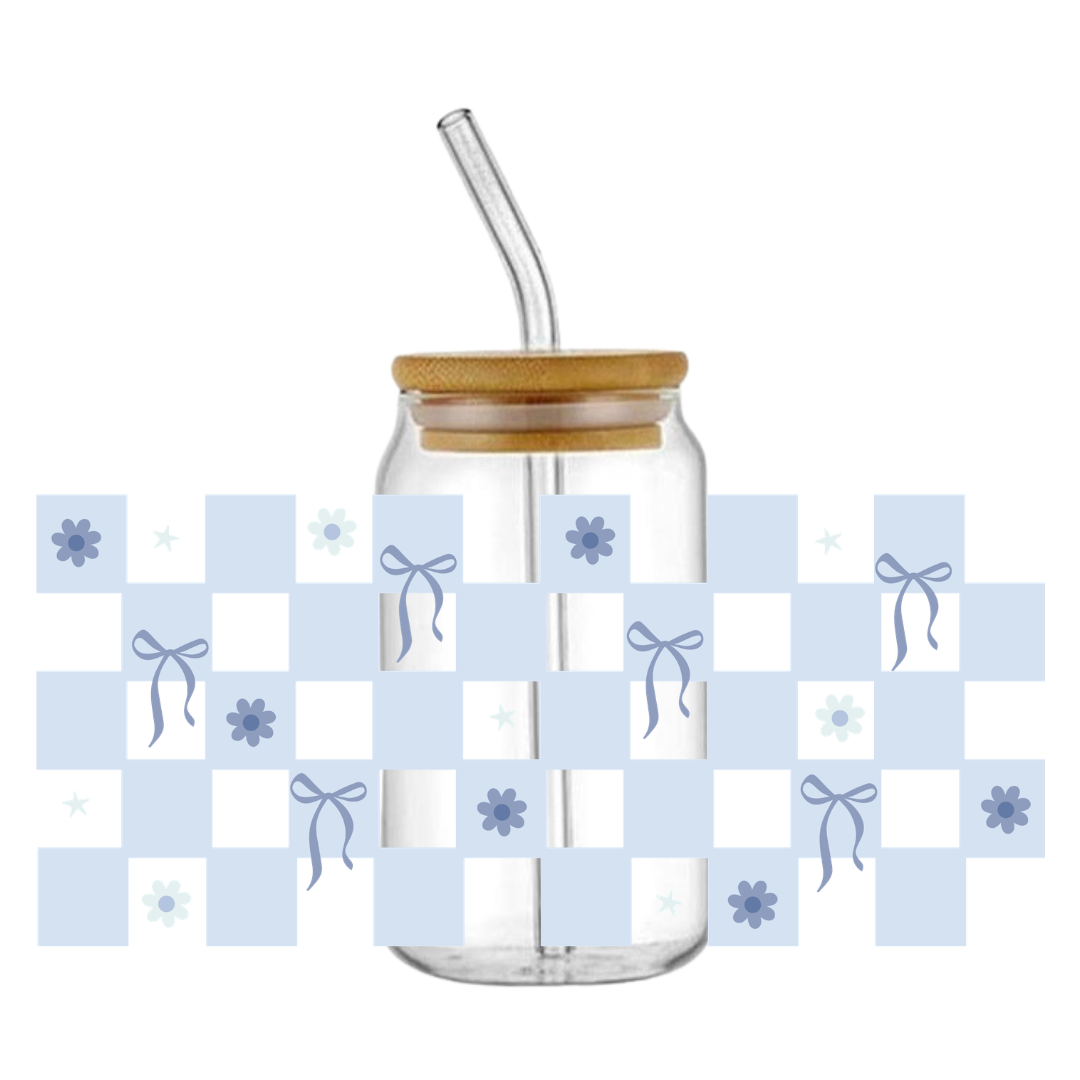 Blue Coquette Bows Glass Tumbler
