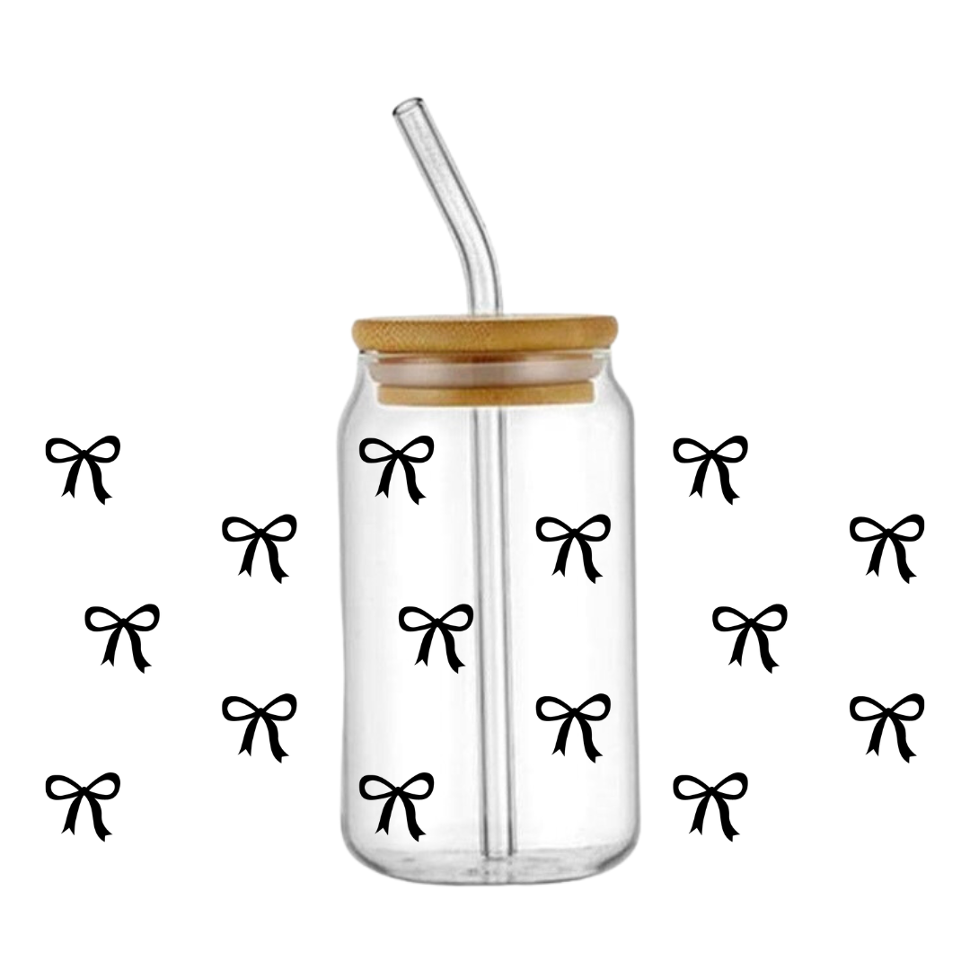 Mini White Bows Glass Tumbler