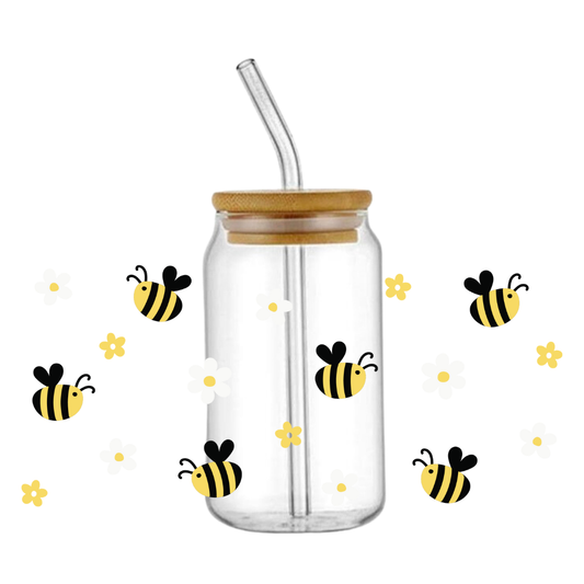 Bee Happy Glass Tumbler