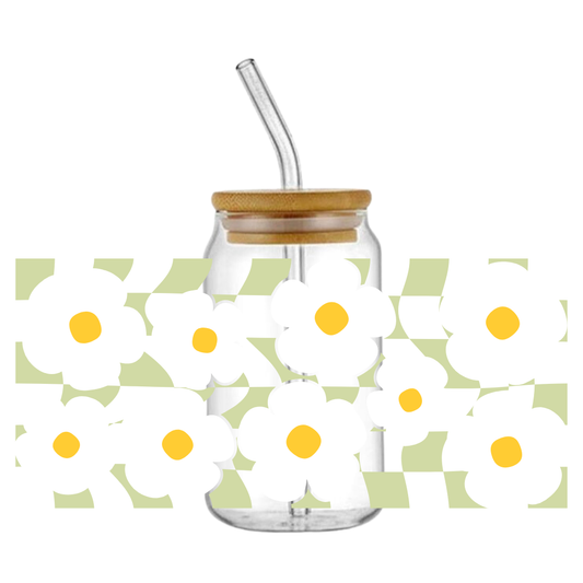 Daisy Checkered Green Tumbler