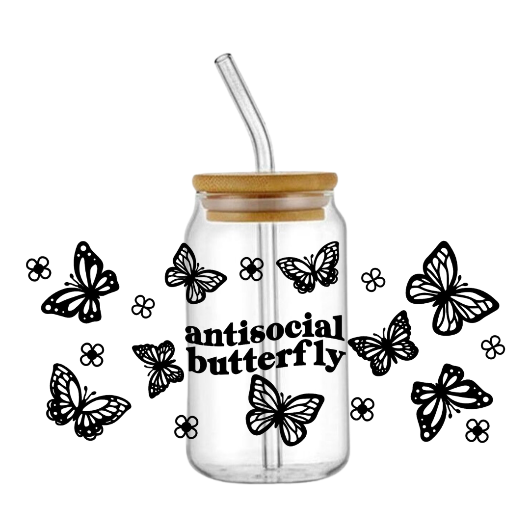 Antisocial Butterfly Glass Tumbler